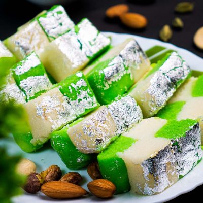 Plate full of Coconut Barfi